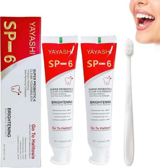 Sp-6 Zahnpasta 2 Stück Sp 6 Zahnpasta Probiotische Zahnpasta Zum Aufhellen Sp-6 Probiotic Whitening Zahnpasta Zahnaufhellungs Zahnpasta Zur Entfernung Von Zahnaufhellungsflecken (Mit 1 Zahnbürste)